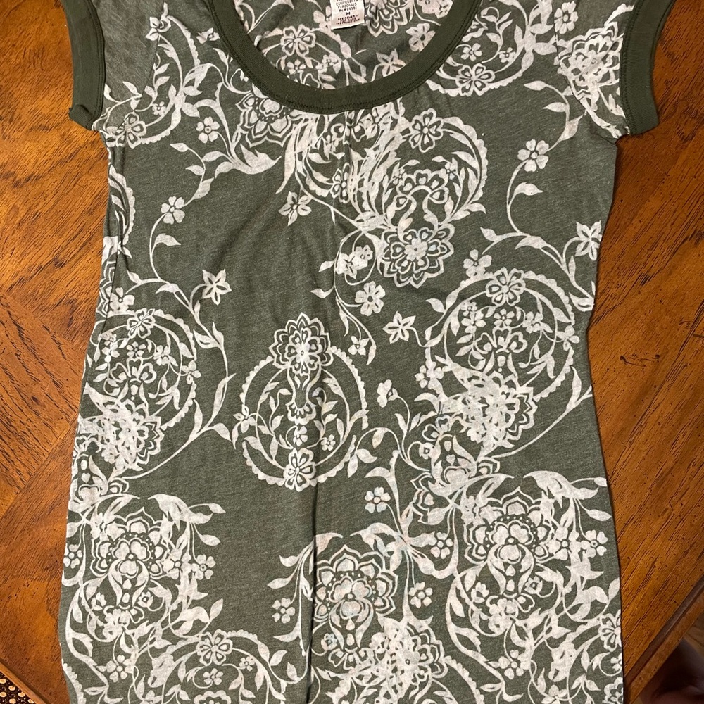 Olive and White Floral Tee from The Buckle